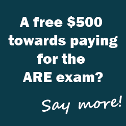 Text-only graphic regarding a free $500 reimbursement for ARE-takers